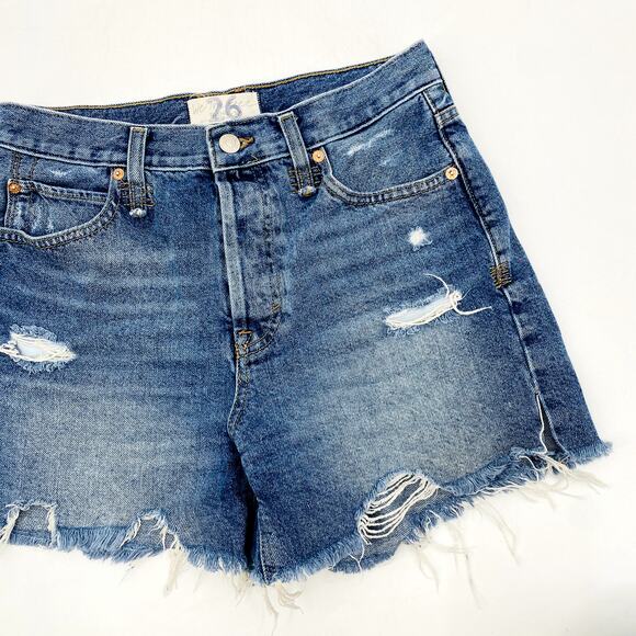 Free people Denim Distressed high Waisted Shorts - Picture 1 of 4